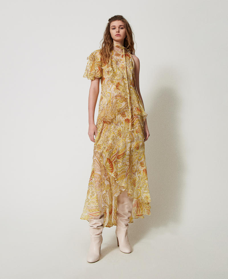 'Salina' long crepon dress with print Passion Fruit Mix Paisley Print Woman 251TS2182_12587_01