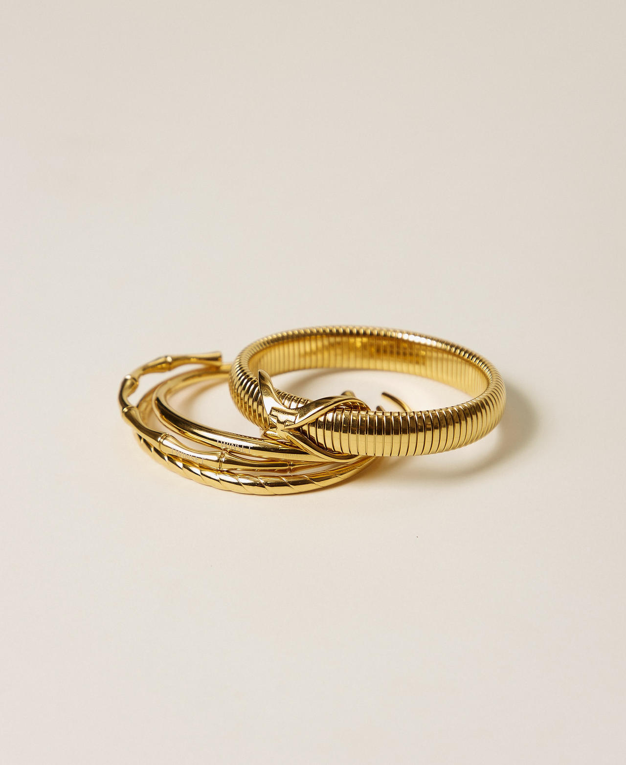 Twinset Vrouw Old Gold Accessories - Set Of Bracelets With Logo, Taille Unique