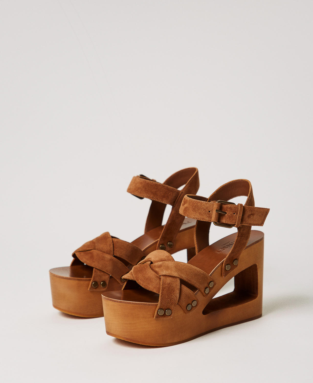 Suede clog sandals Mink Woman 251TST012_00390_01