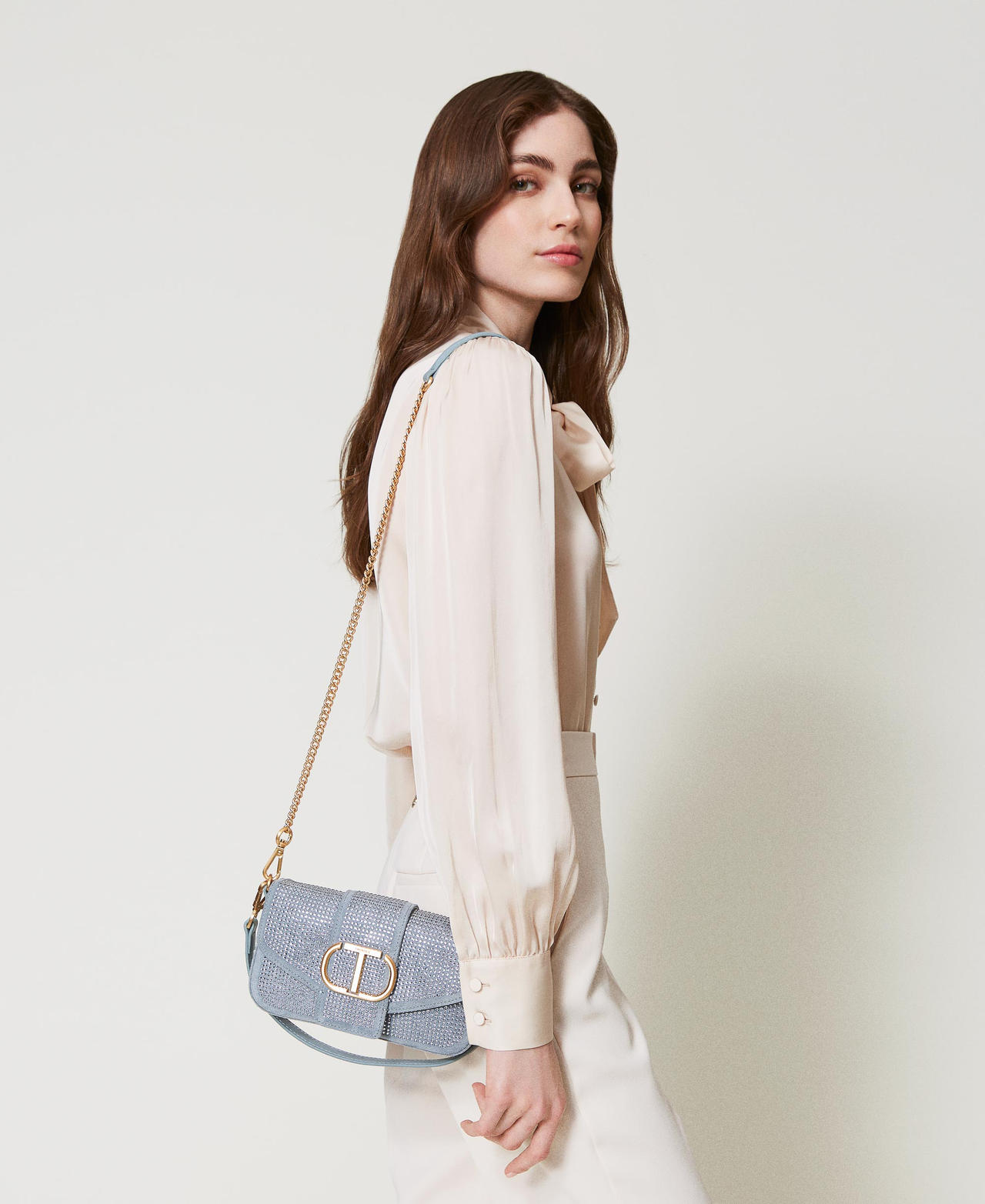 Scee by twin set Borsa a tracolla 'Amie' piccola con strass