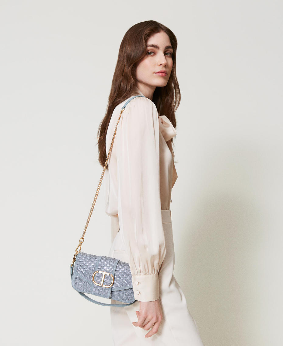 'Amie' small shoulder bag with rhinestones Gainsboro Gray Woman 242TB7140_11760_S0