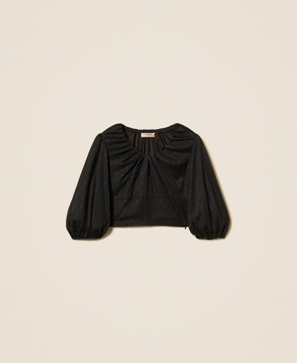 Bluse aus floralem T&uuml;ll