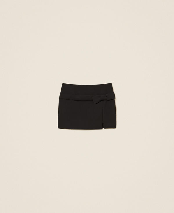 Crêpe cady miniskirt with bow