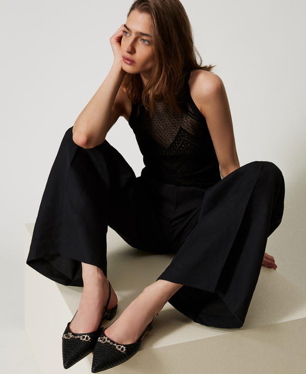 Slingback ballet flats with Oval T