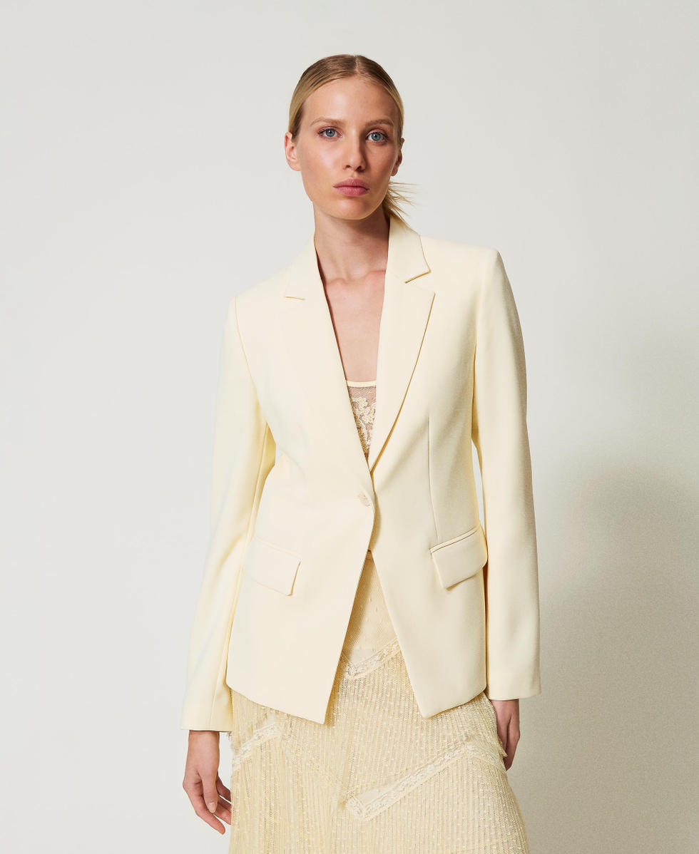 Blazer en cr&ecirc;pe fluide Vanille Femme 251TP2100_12143_05