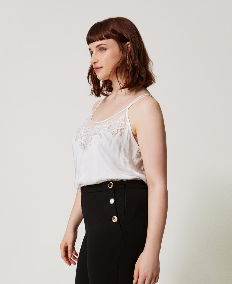 Satin top with embroidery White Snow Woman 251TP2371_00282_02