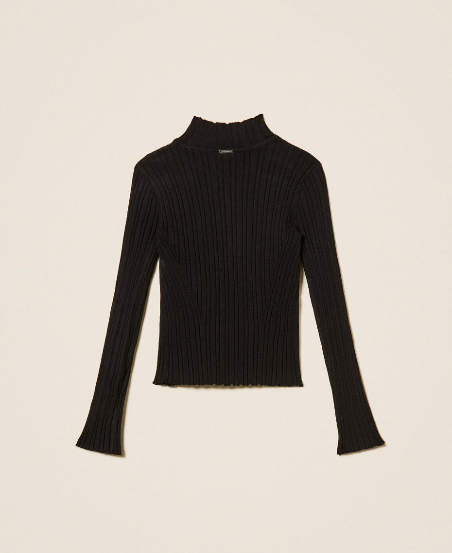 Ribbed turtleneck jumper Black Girl 262GJ3011_00006_S1