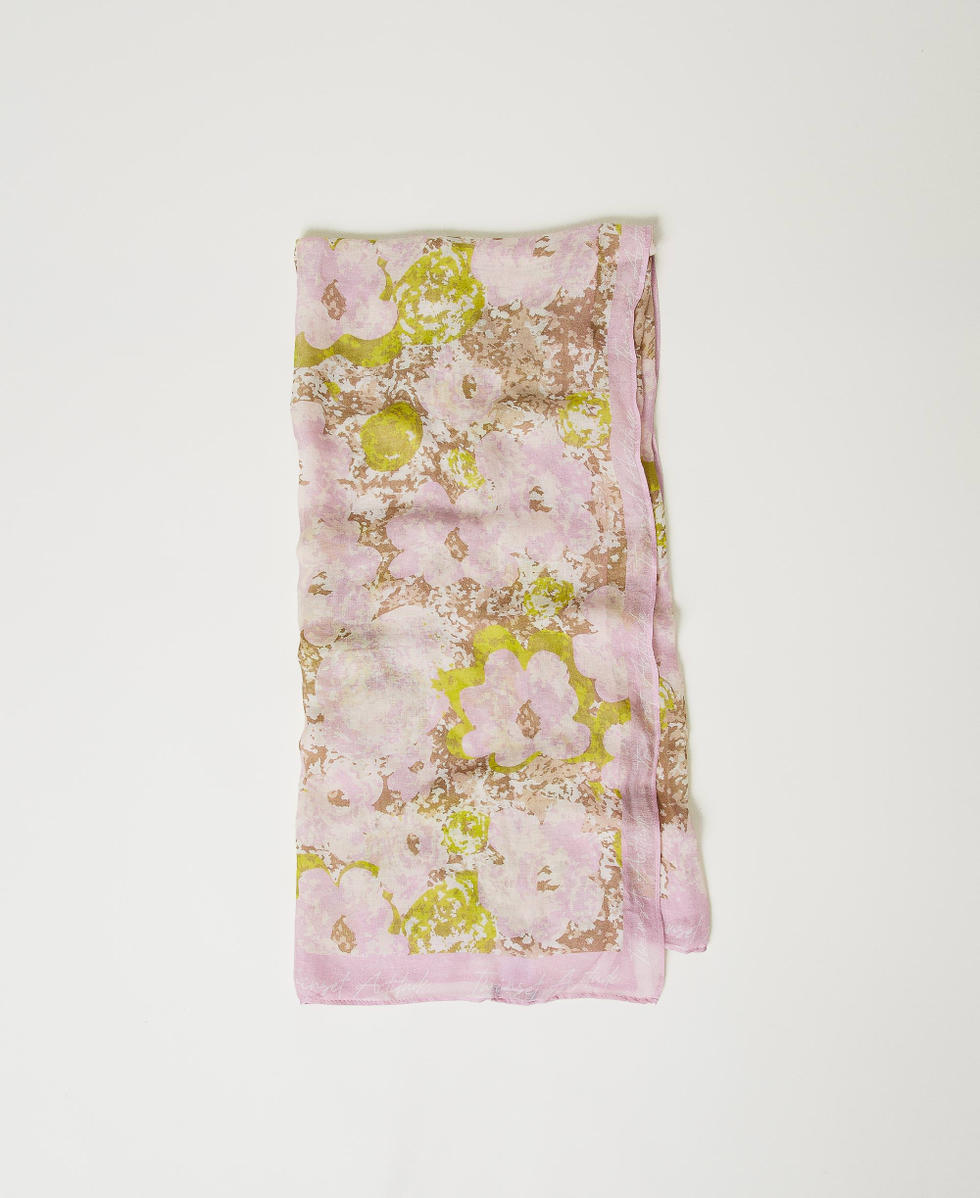 Tuch mit Blumenprint Flowers-Print Dawn Pink Frau 251AA4010_12299_01