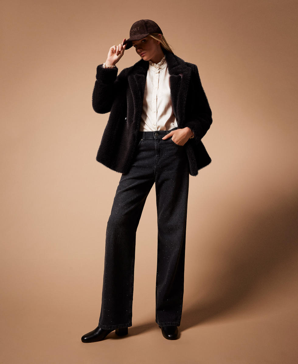 Schwarze 5-Pocket-Jeans mit Strass