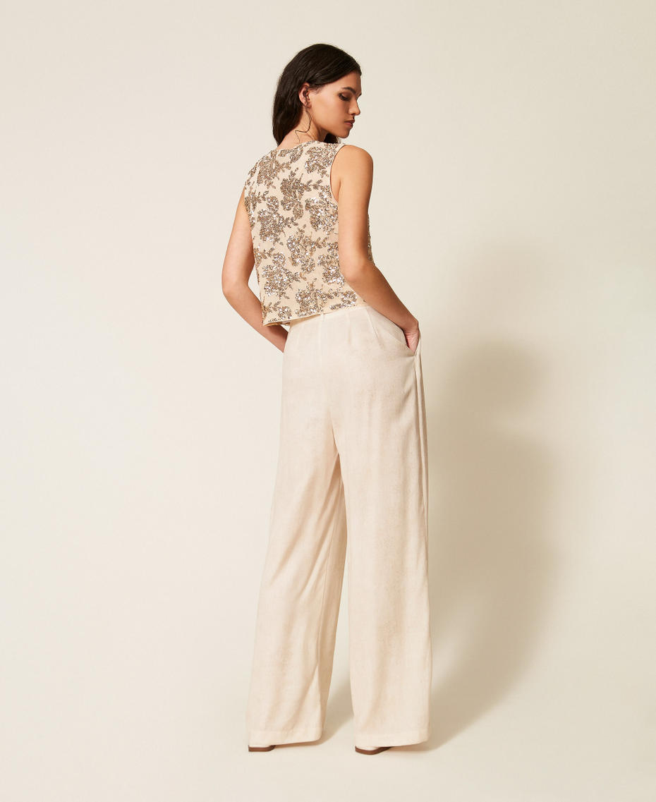 Брюки палаццо с принтом Жженый Выцветший Печатный Бежевый "Сафари" женщина 261AT2132_13461_03