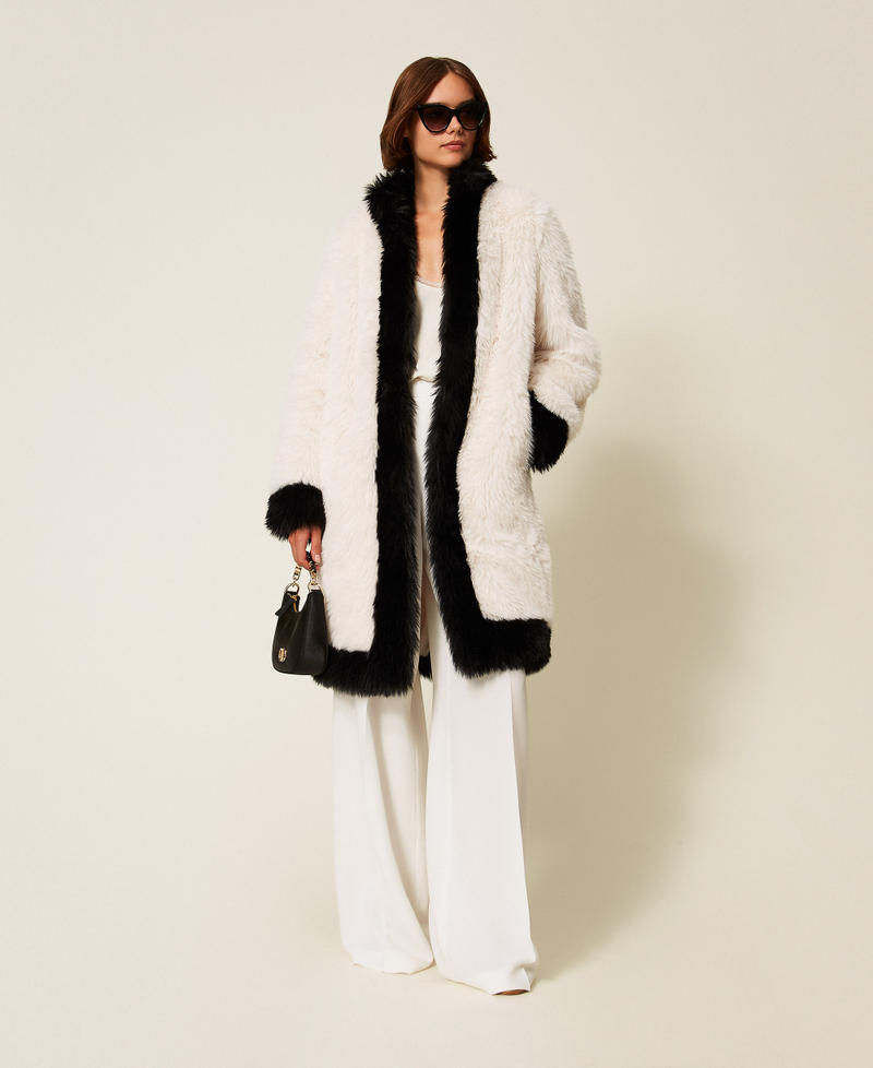 Cappotto in faux fur bicolore Bicolor Bianco "Neve" / Nero Donna 252TT2153_12865_01