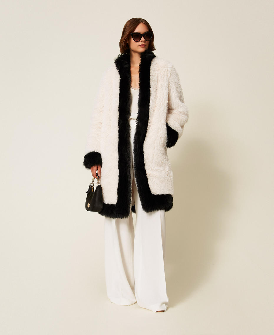 Cappotto in faux fur bicolore Bicolor Bianco "Neve" / Nero Donna 252TT2153_12865_01