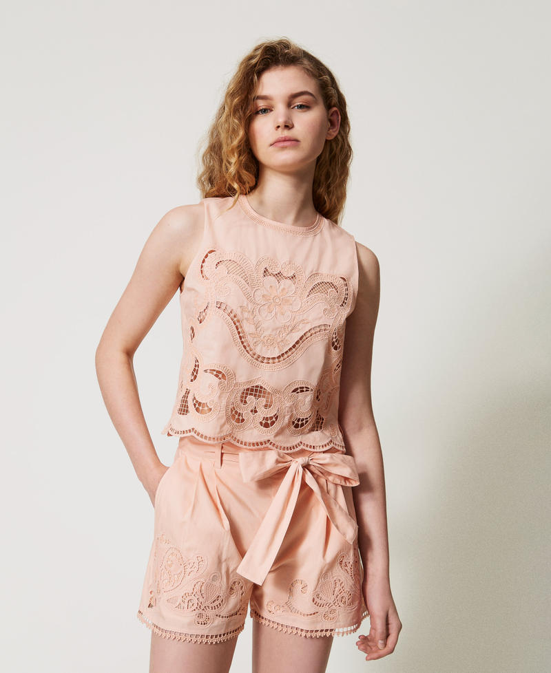 Shorts with openwork embroidery "Sahara Rose&rdquo; Pink Woman 251TT2166_06666_02