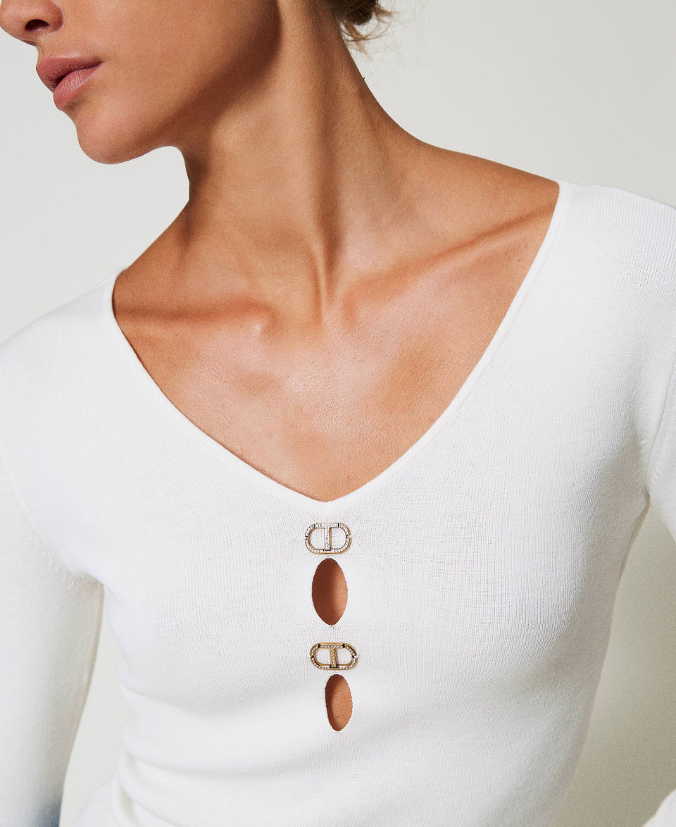 Pull double usage avec Oval T Blanc Neige Femme 242TT3031_00282_04