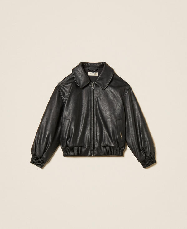 Bomber effetto pelle con colletto