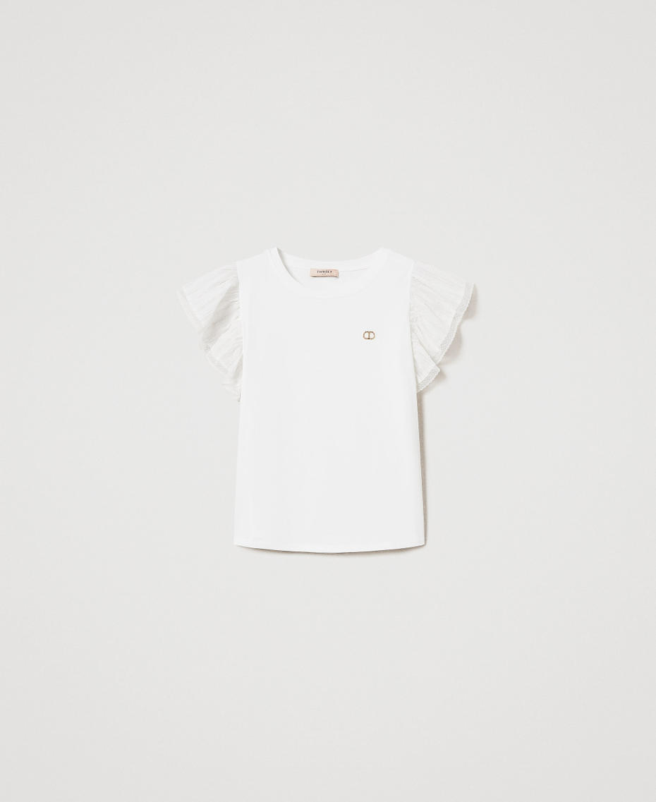 T-shirt with fil coup&eacute; sleeves White Snow Woman 251TT2370_00282_S0