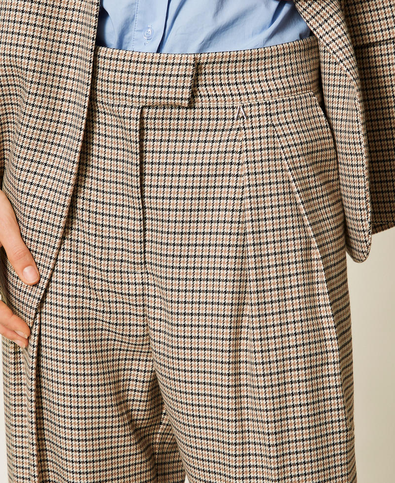 Houndstooth palazzo trousers Natural Houndstooth Woman 252AP2244_12667_03