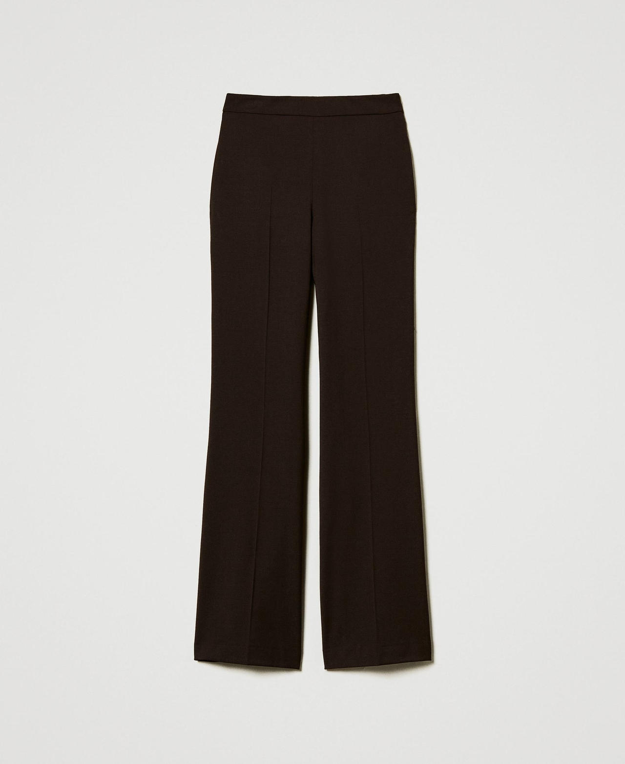 Stretch wool high waist trousers Coffee Chocolate Woman 242TT2121_11946_0S