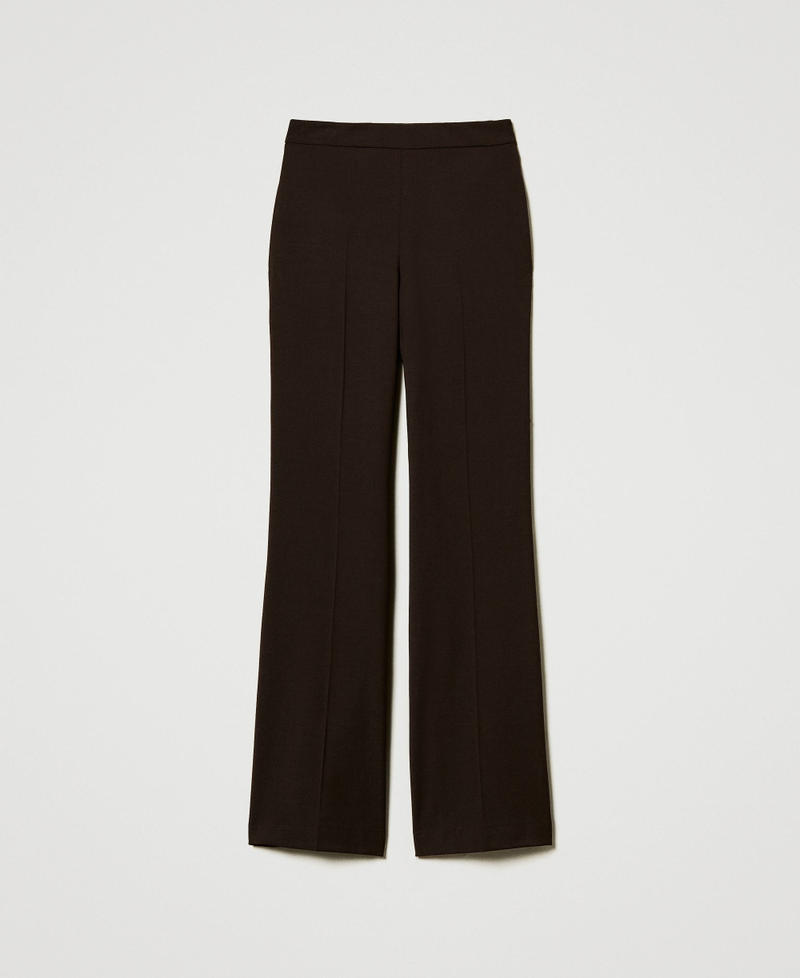 Stretch wool high waist trousers Coffee Chocolate Woman 242TT2121_11946_0S