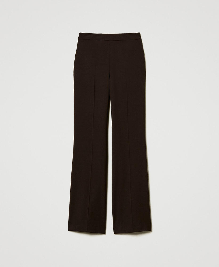 Stretch wool high waist trousers Coffee Chocolate Woman 242TT2121_11946_S0