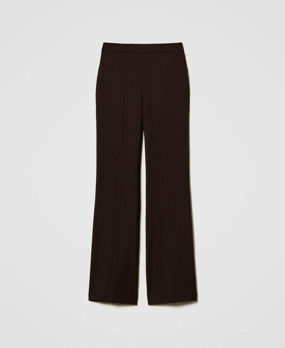 Stretch wool high waist trousers Coffee Chocolate Woman 242TT2121_11946_S0