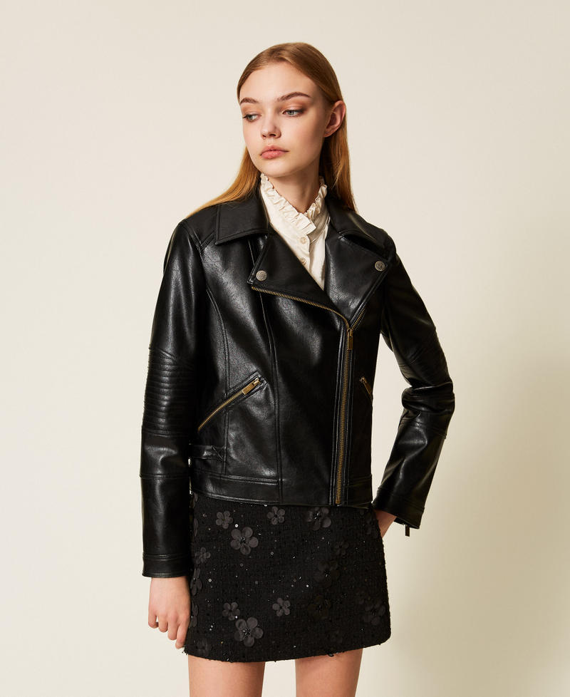 Giacca biker effetto pelle Nero Donna 252TP2710_00006_05