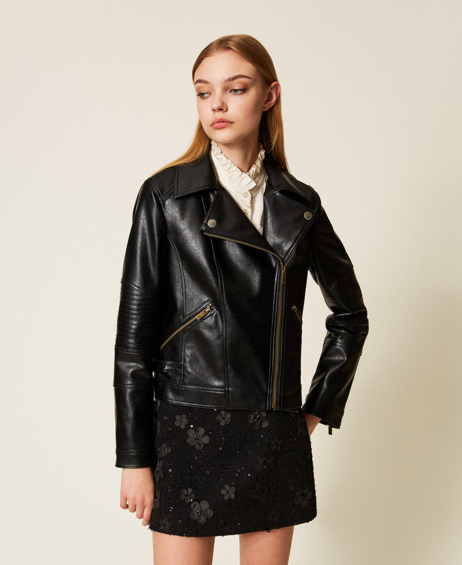 Giacca biker effetto pelle Nero Donna 252TP2710_00006_05