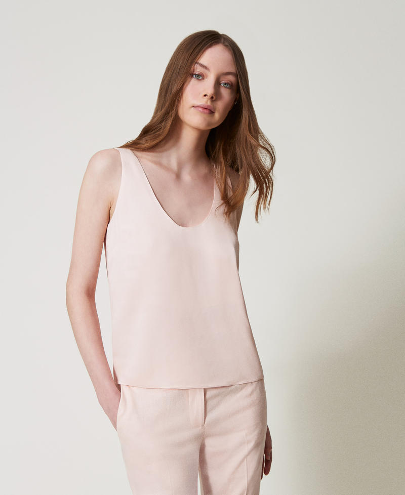 Shiny satin top Cupcake Pink Woman 251TP2651_00178_02