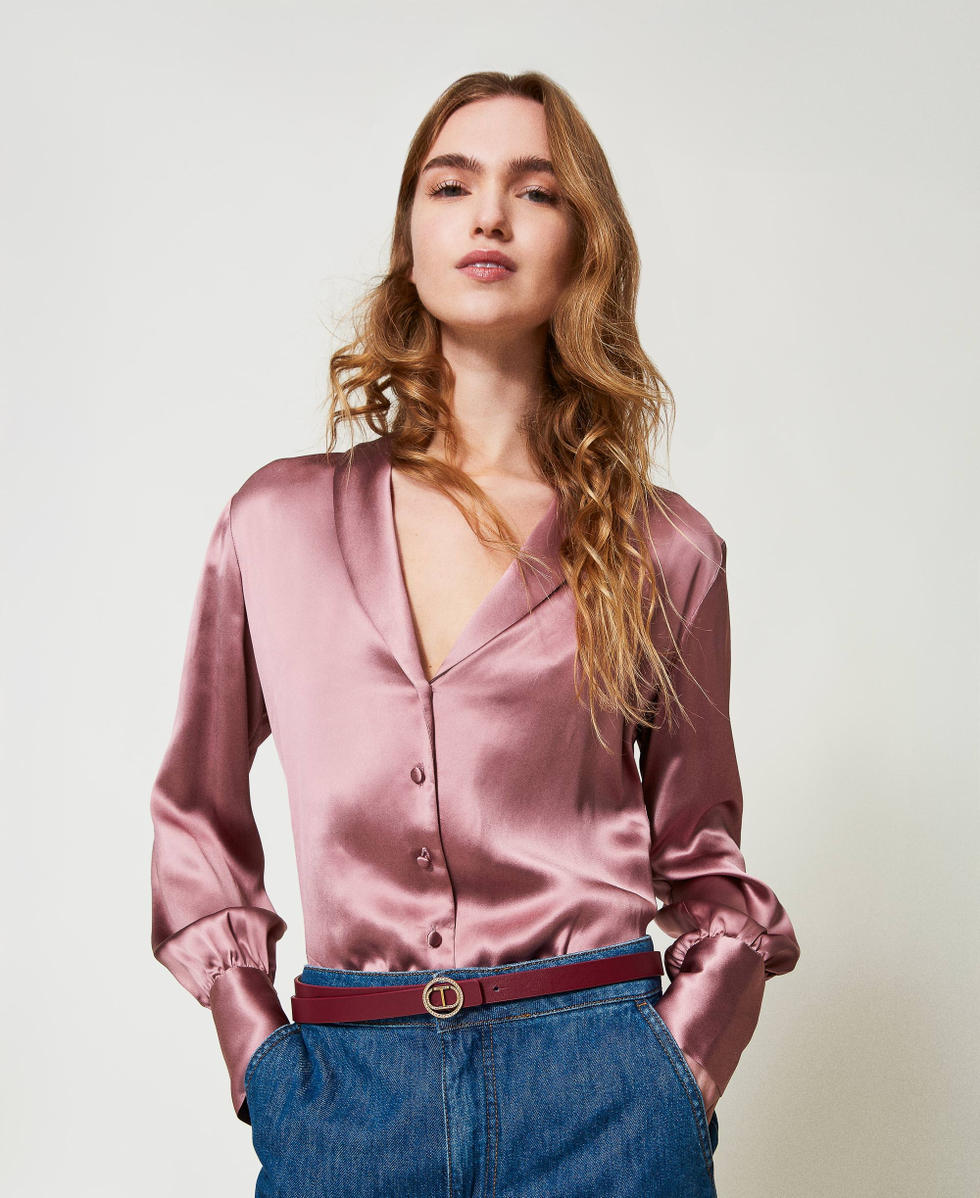 Belt with Oval T buckle and rhinestones &ldquo;Red Plum&rdquo; Purple Woman 242TA4230_05245_S0