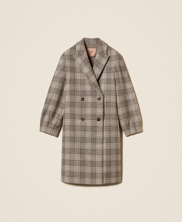 Cappotto in panno check con paillettes