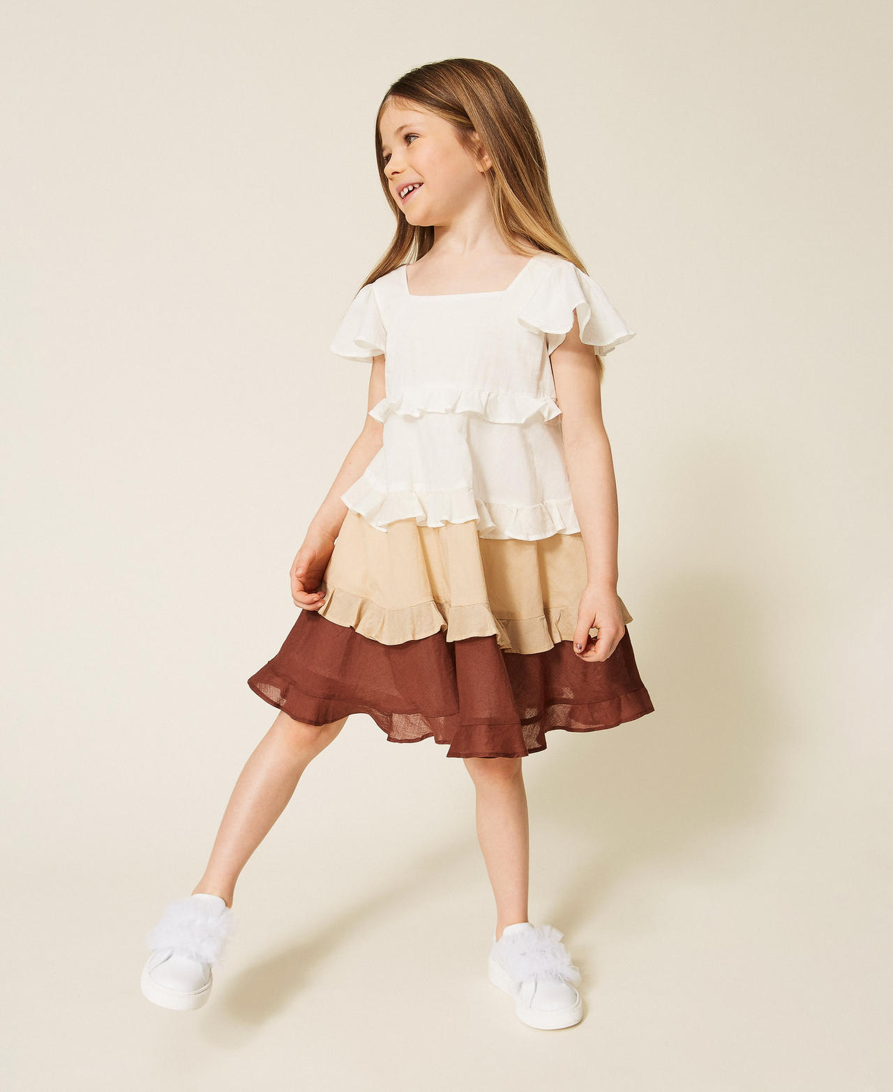 Robe courte pour fille en mousseline multicolore
