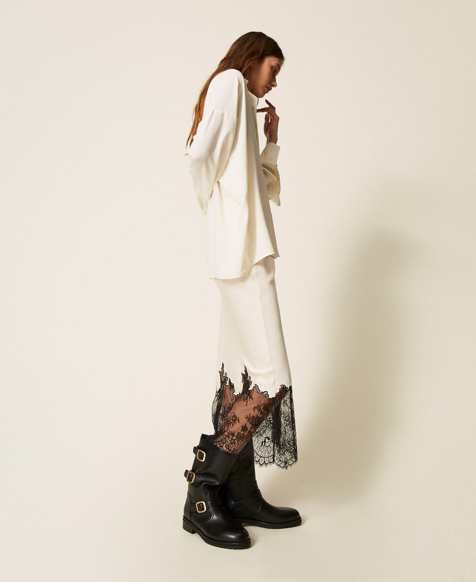 Oversized recycled crêpe de Chine shirt White Snow Woman 252AP2142_00282_T0