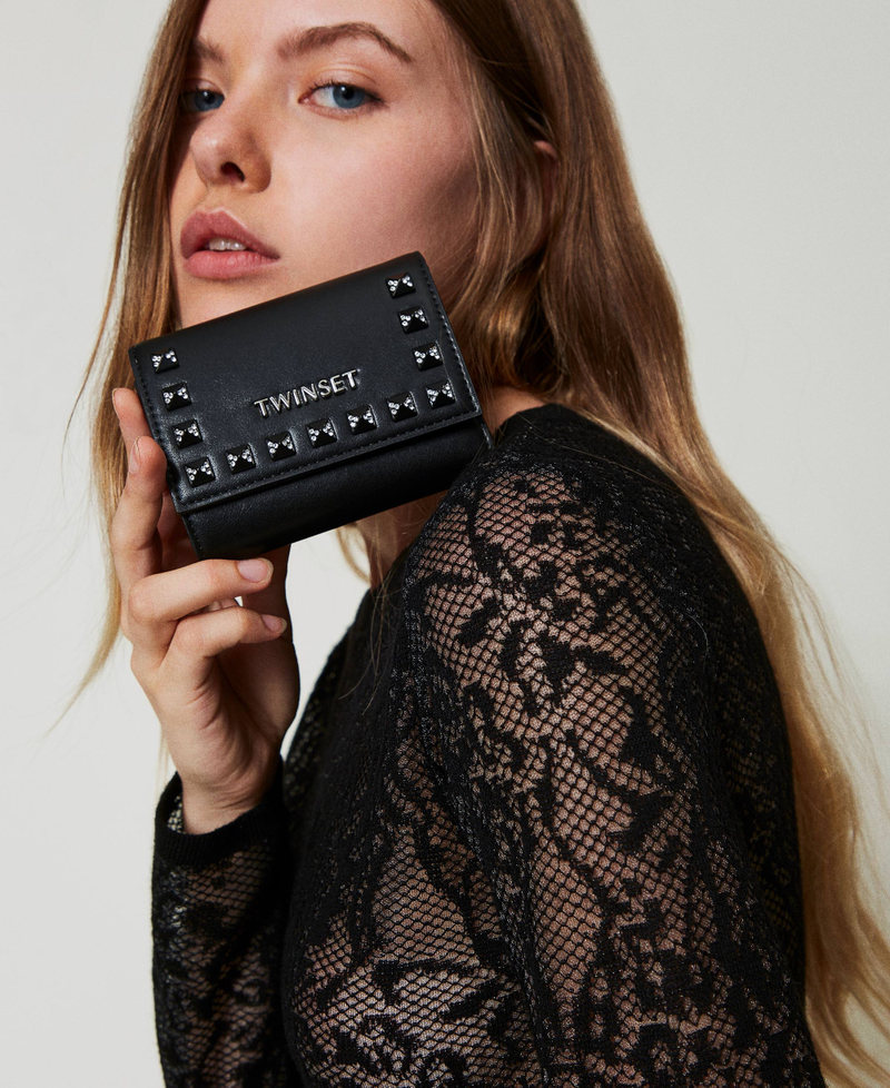 Wallet with flap and studs Black Woman 242TB7296_00006_0S