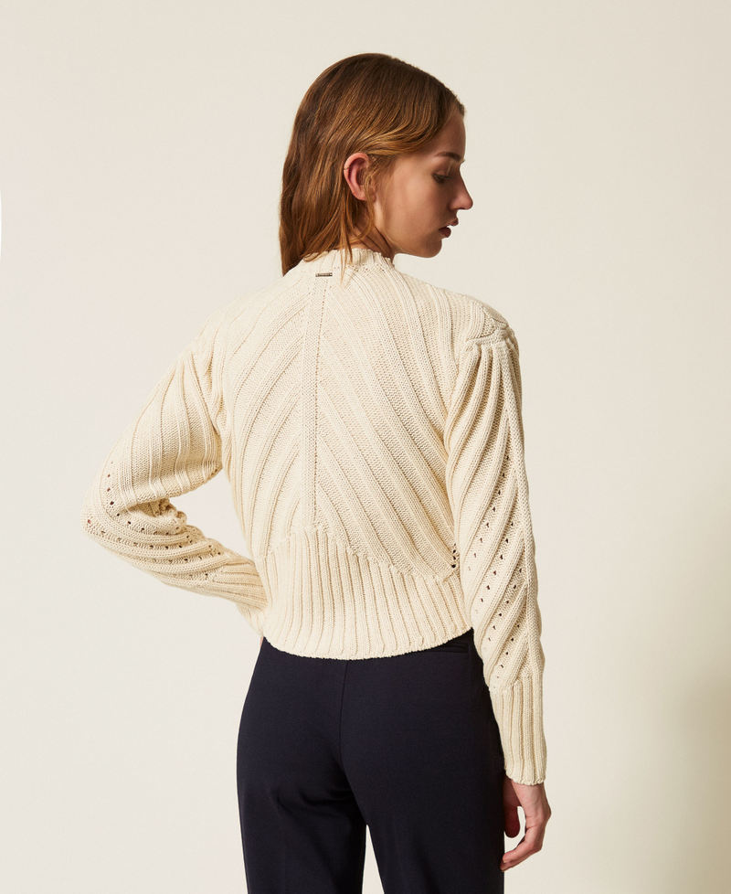 Cable knit cardigan Ivory Woman 261TP3270_00018_03