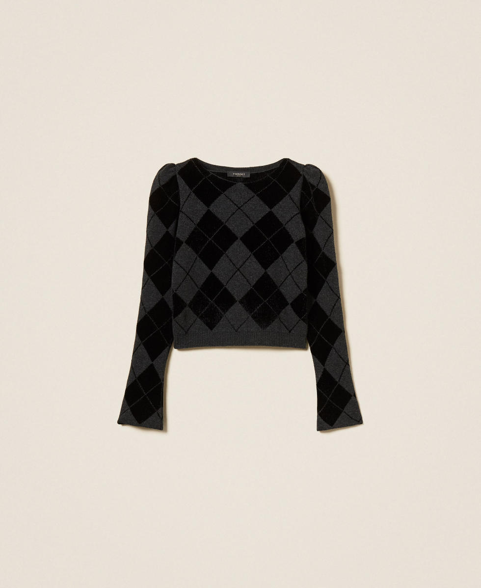 Diamond pattern jumper with inlays