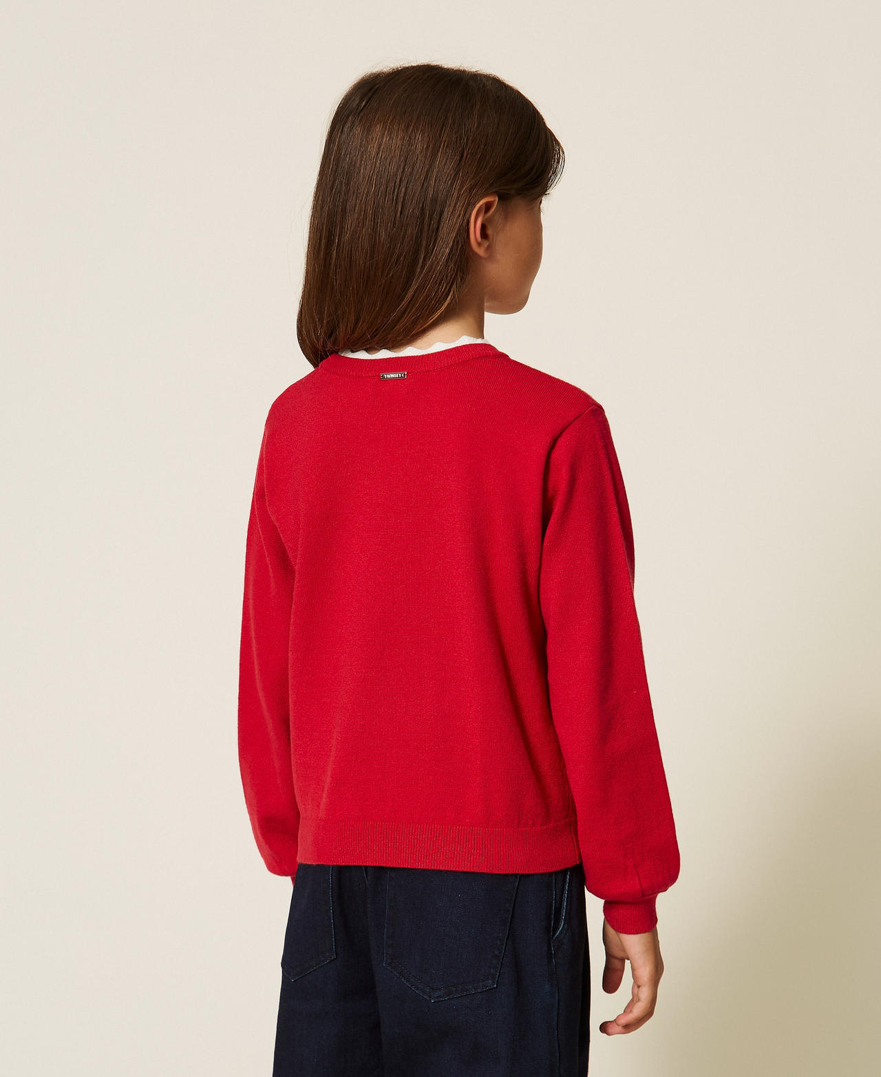 Pull fille avec c&oelig;ur et logo Rouge "Magenta"/Blanc "Neige" Fille 262GB3041_13796_03