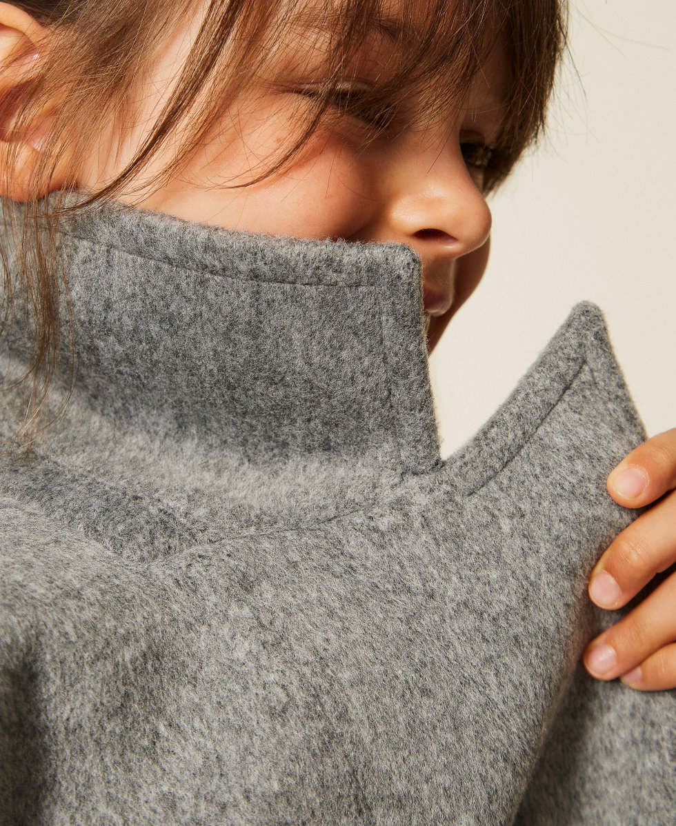 Caban crois&eacute; en drap Gris Moyen Chin&eacute; Fille 262GJ2061_12838_05