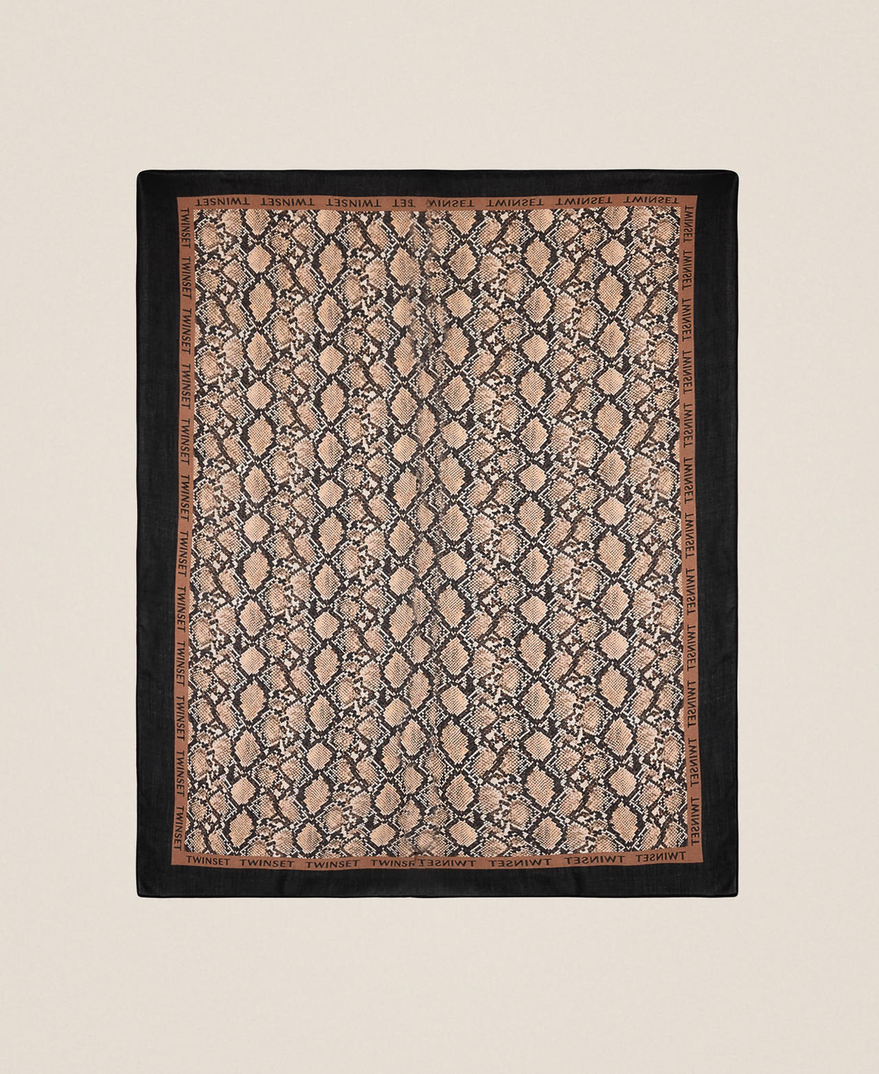 Kefiah with logo and animal print "Dune" Beige Python Print Woman 262LI4BRR_13705_05