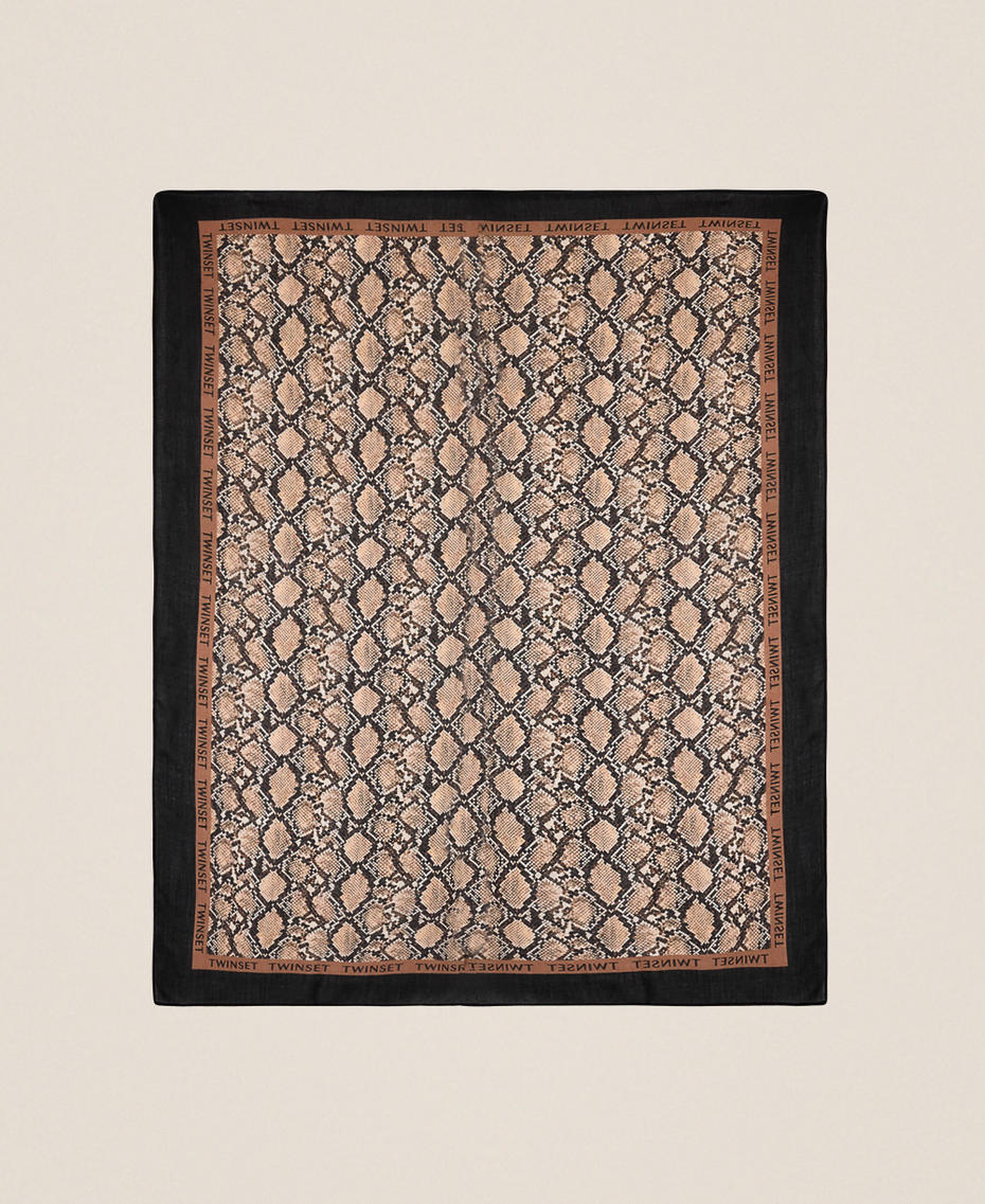 Kefiah with logo and animal print "Dune" Beige Python Print Woman 262LI4BRR_13705_05