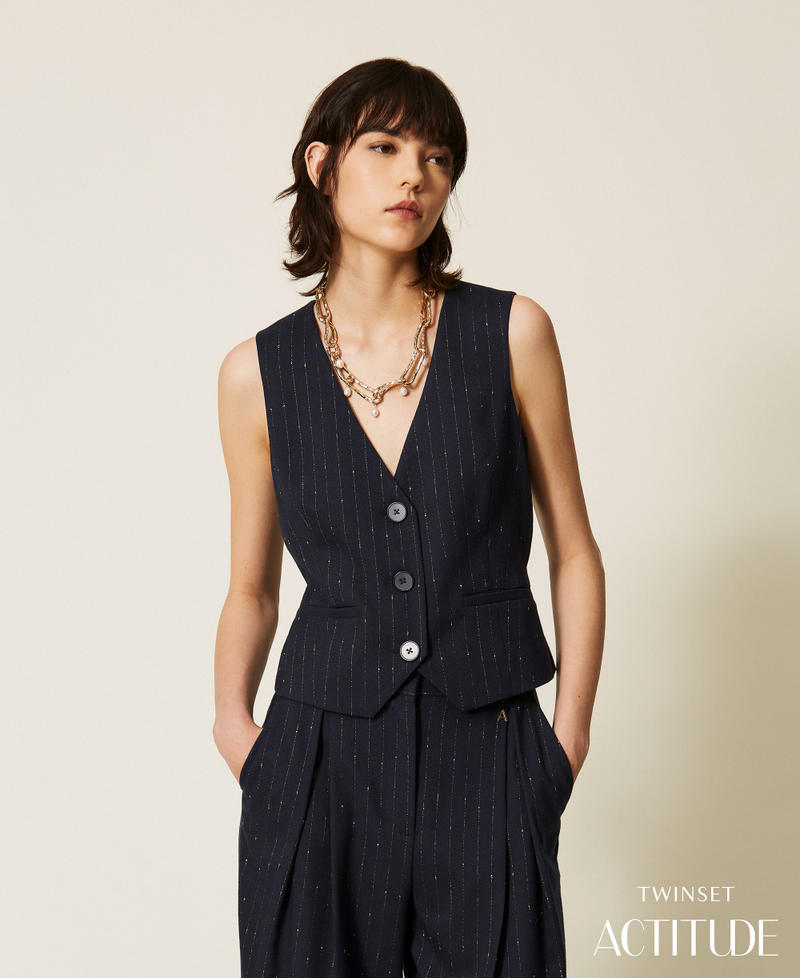 Gilet slim gessato Blue Paint Pinstripe Donna 262AP2365_13687_PA