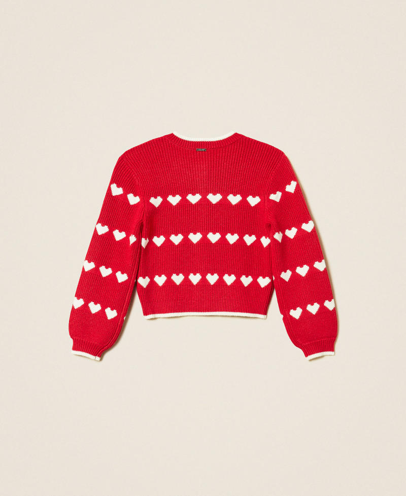 Baby&acute;s cardigan with jacquard heart pattern "Magenta" Red/"Snow" White Girl 262GB3033_13793_S1