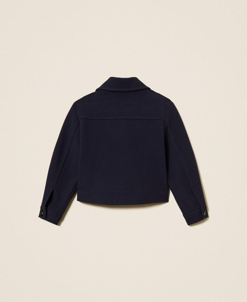 Wool cloth caban jacket with zip Classic Blue Girl 252GJ2151_11956_S1