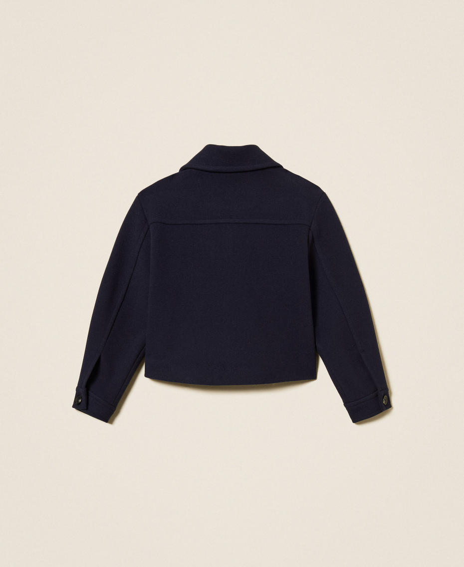 Wool cloth caban jacket with zip Classic Blue Girl 252GJ2151_11956_S1