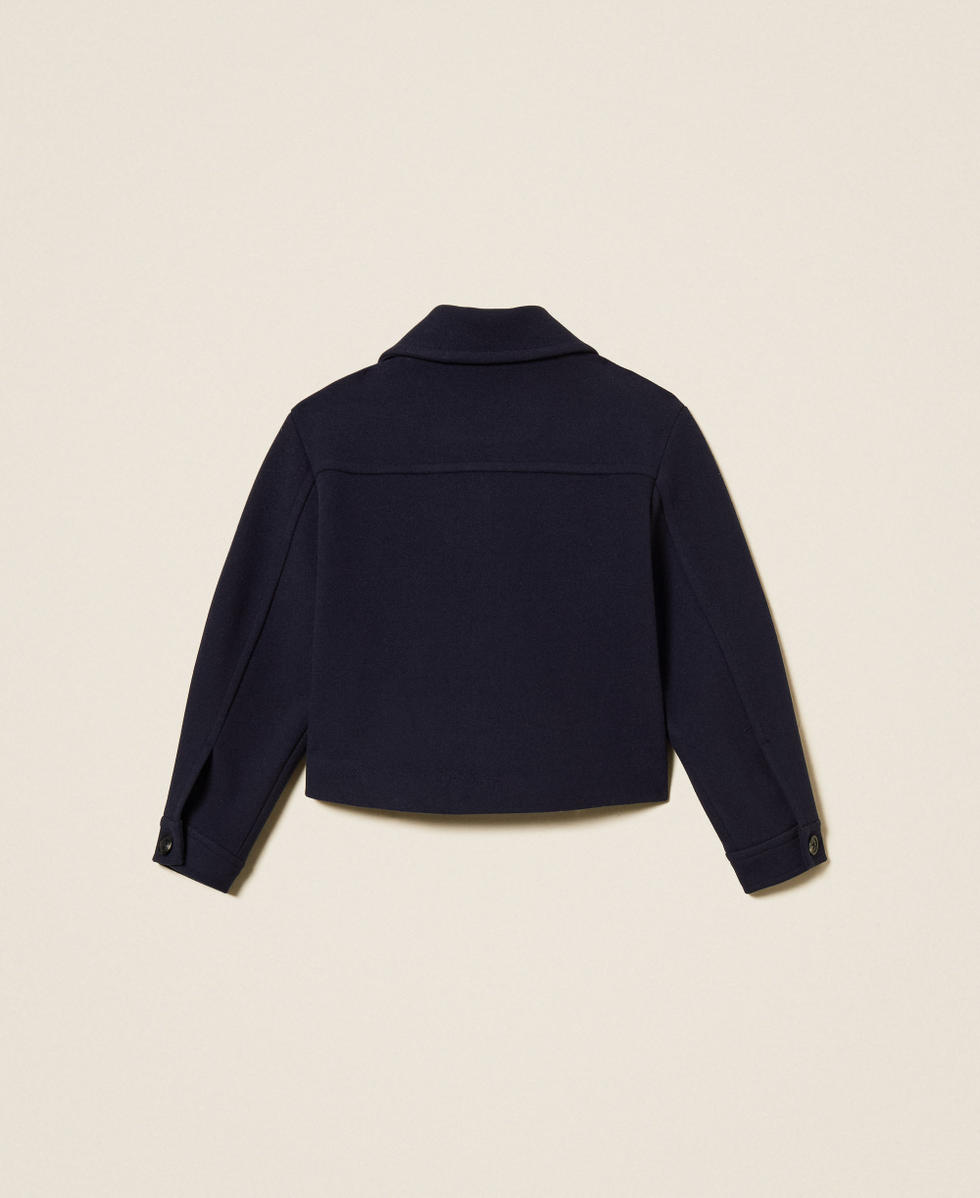 Wool cloth caban jacket with zip Classic Blue Girl 252GJ2151_11956_S1