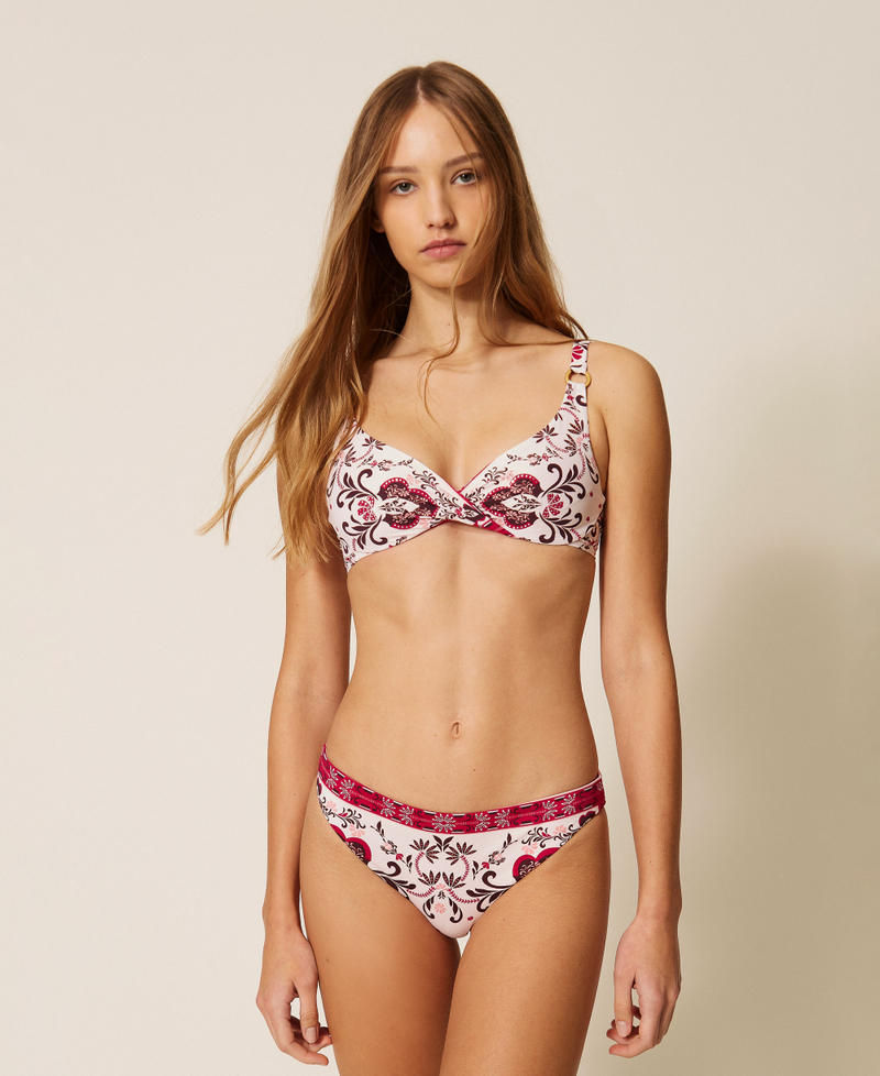 Ferretto da bagno con stampa e strass Stampa Foulard Fuchsia Donna 261LBMQ55_13224_01