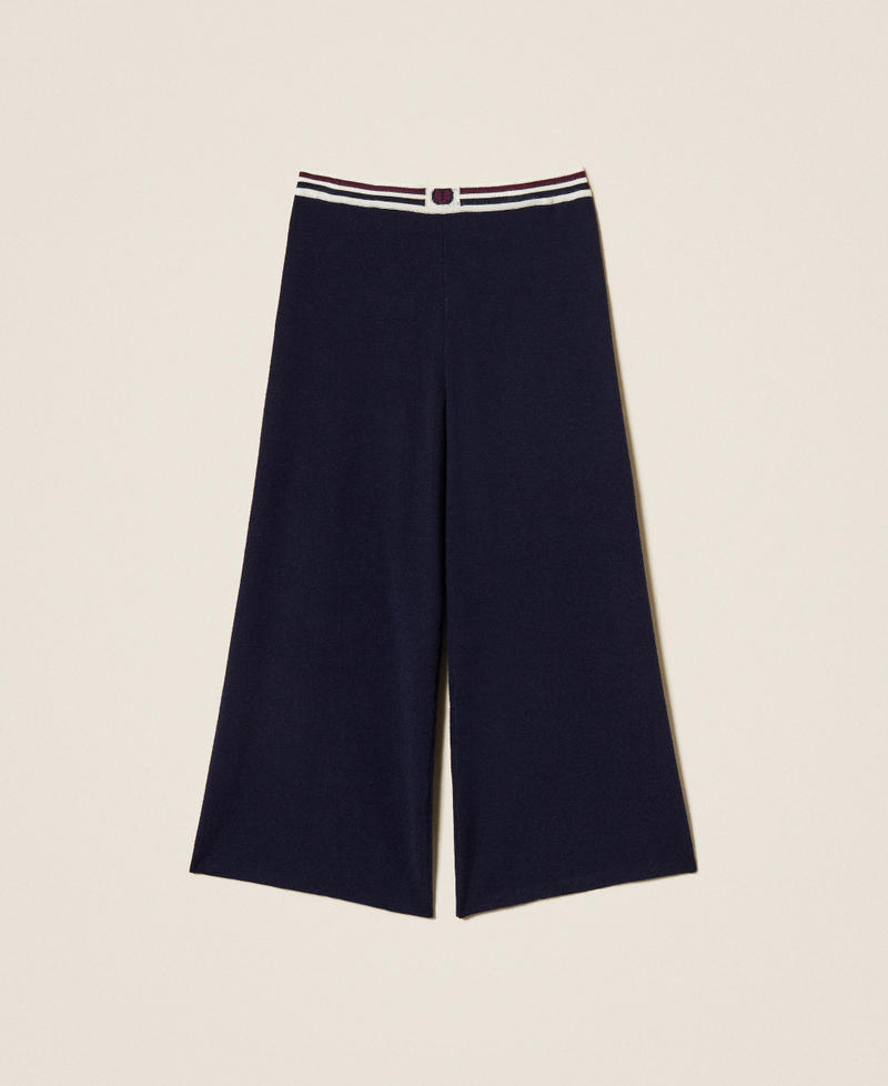 Strickhose mit zweifarbigen Streifen Klassisches Blau Mädchen 252GJ3031_11956_S0