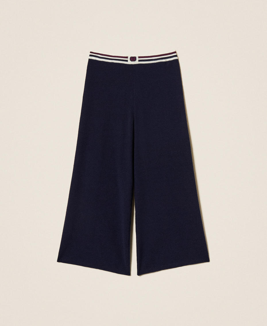 Strickhose mit zweifarbigen Streifen Klassisches Blau Mädchen 252GJ3031_11956_S0