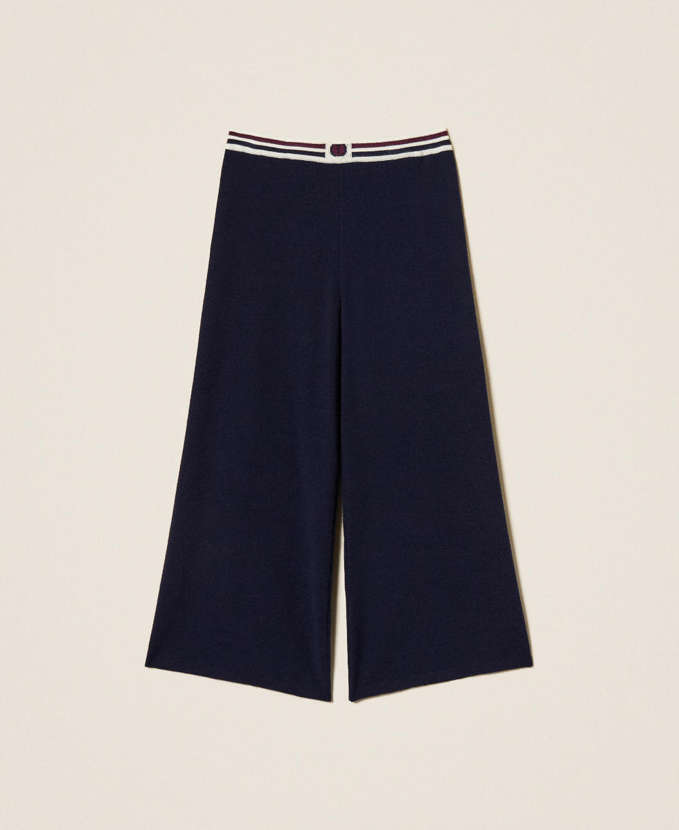 Pantalon en maille avec bandes bicolores