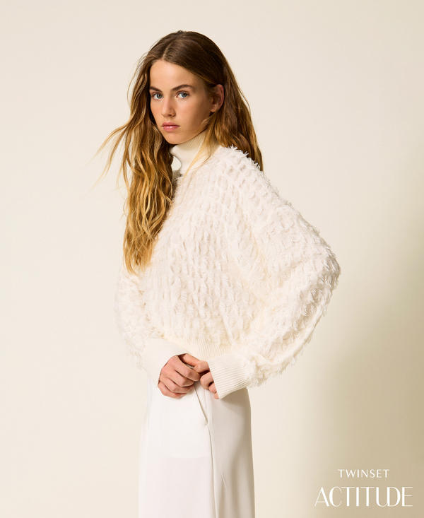 Pull col montant avec franges