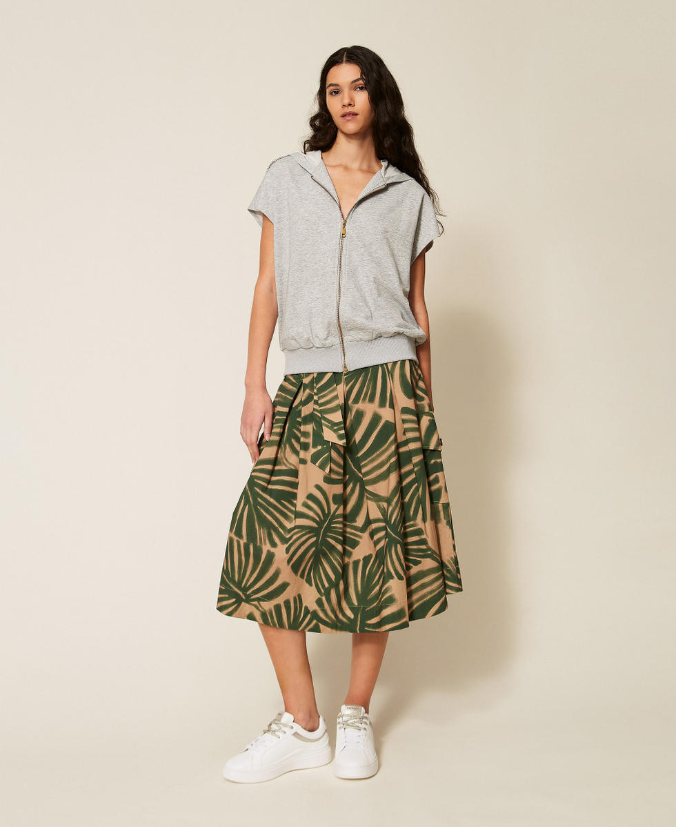 Sp&oacute;dnica midi z popeliny z nadrukiem